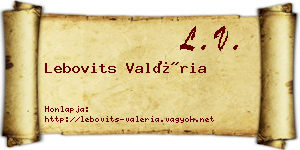 Lebovits Valéria névjegykártya